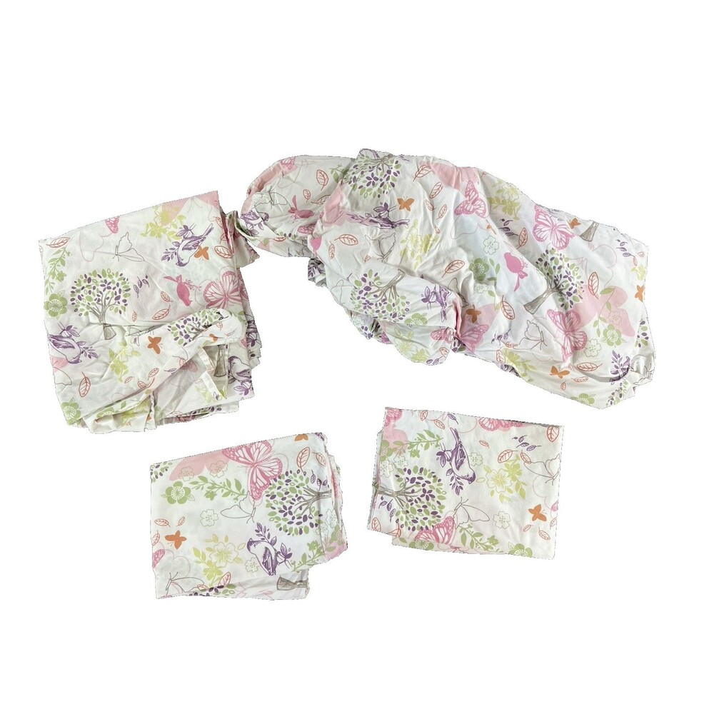 Laura Ashley Pink/Green/Orange Floral AOP Full Size Sheet Set + 2 Pillowcases